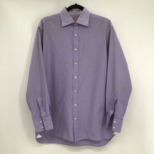 PINK Thomas Pink Men’s Striped Button Down Dress Shirt Career Blue Size 16/34.5